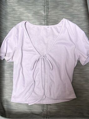 lilac purple tie front open top